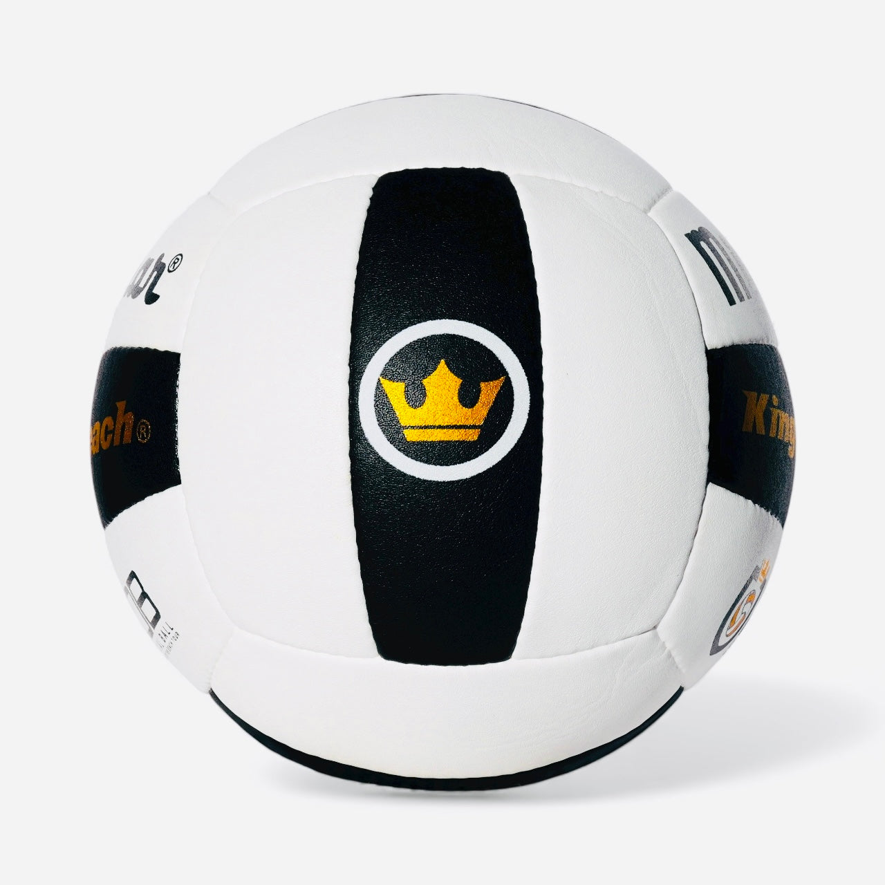 Miramar King of the Beach White and black volleyball with a gold and black logo on a white background