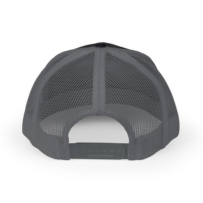 Gray mesh cap with black brim on a white background