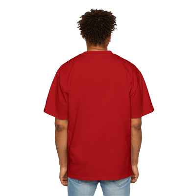 Person wearing a red t-shirt on a white background