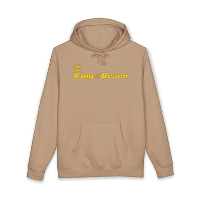 Brown  hoodie with 'King of the Beach' text on a white background