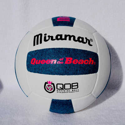 Queen of the Beach® | MIRAMAR® QOTB-S "Snow Denim" PRO-VL Official Tournament Volleyball – Hand-Stitched Pro Synthetic Leather | 5-Star Rated Ball of Champions