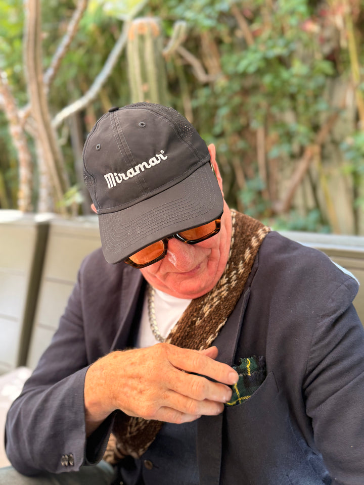 BEACH Miramar Black Leather Patch Hat - Mens Velcro Closure