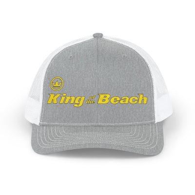 Gray and white cap with 'King of the Beach' text on a white background