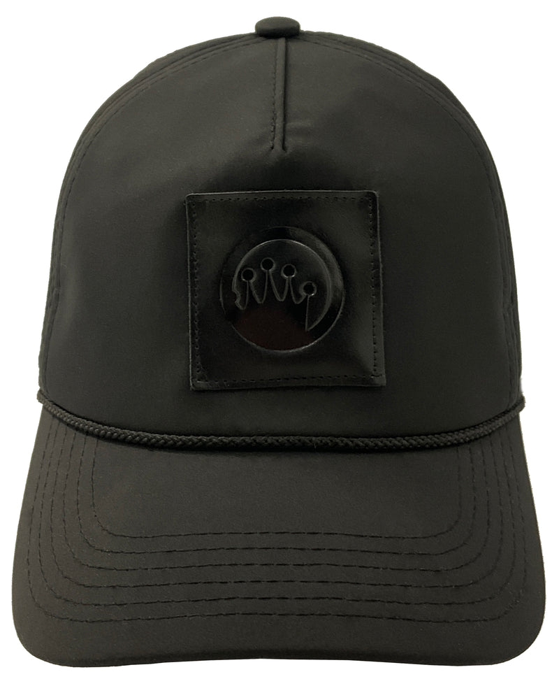 KING OF THE BEACH Miramar Black Leather Patch Hat - Mens, Velcro Closure Baseball Cap