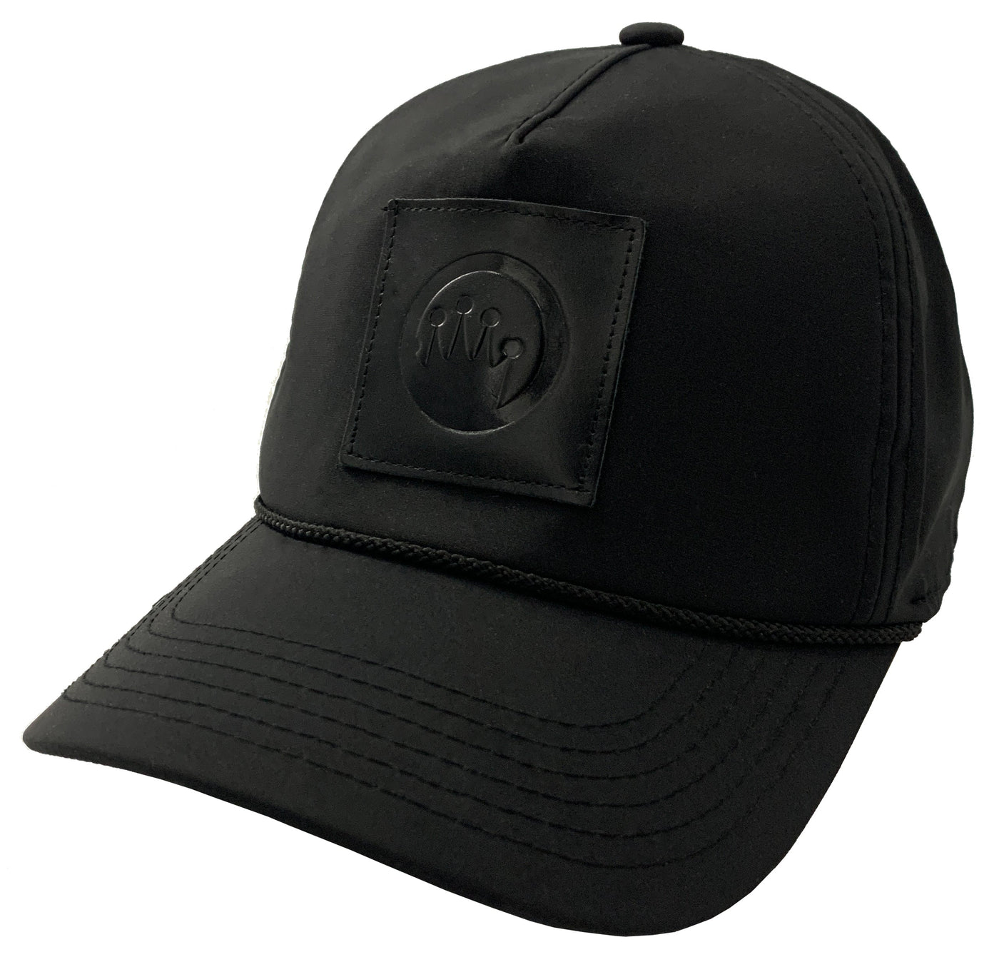 BEACH Miramar Black Leather Patch Hat - Mens Velcro Closure Baseball Cap