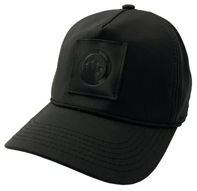 BEACH Miramar Black Leather Patch Hat - Mens Velcro Closure Baseball Cap