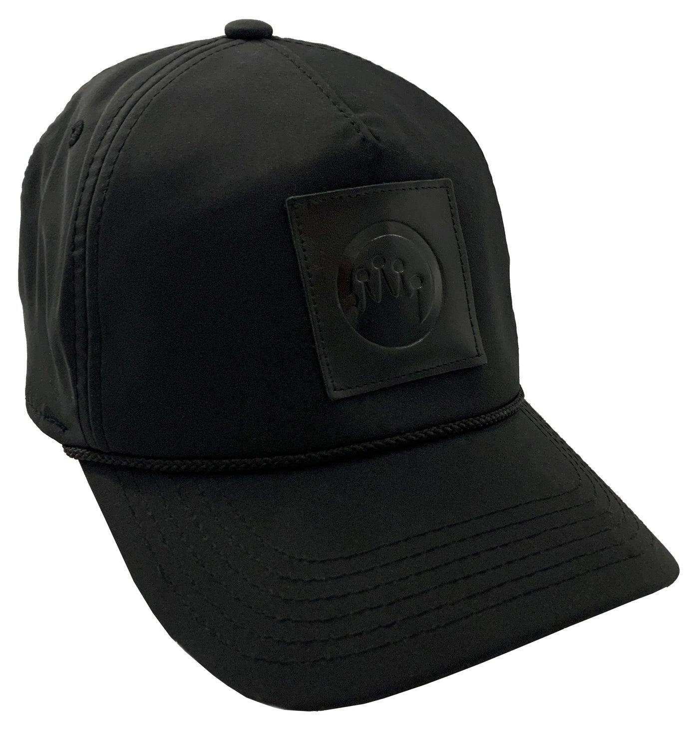BEACH Miramar Black Leather Patch Hat - Mens Velcro Closure Baseball Cap