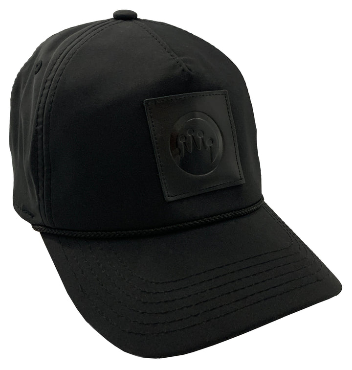 【DARKPATK】BASEBALL CAP BEACH Miramar Black Leather Patch Hat - Mens Velcro Closure