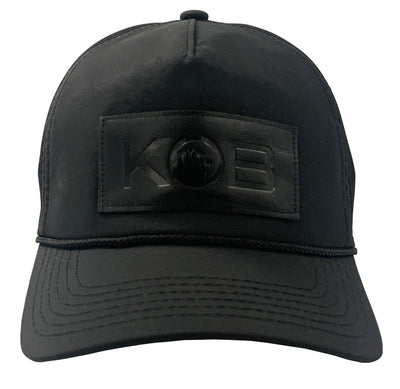 BEACH Miramar Black Leather Patch Hat - Mens Velcro Closure Baseball Cap
